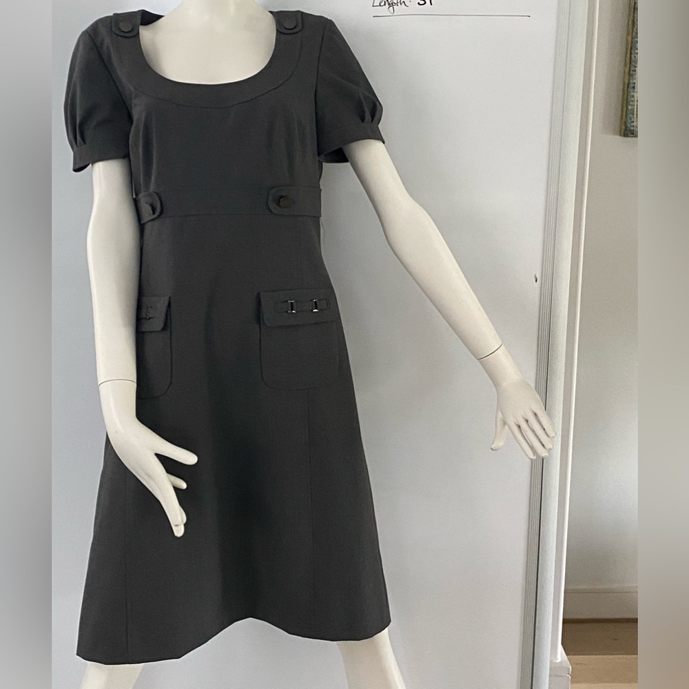 Tahari charcoal grey lined dress